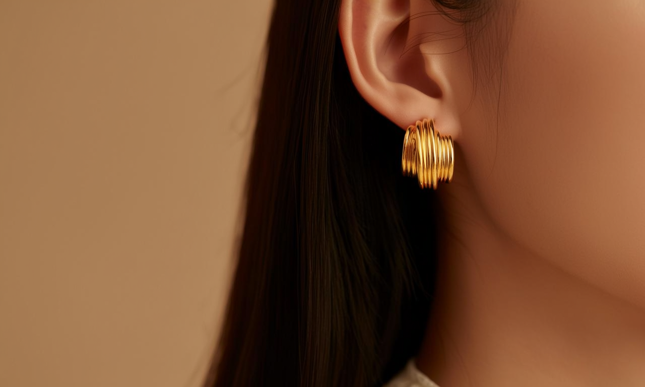 纯黄金耳环图片